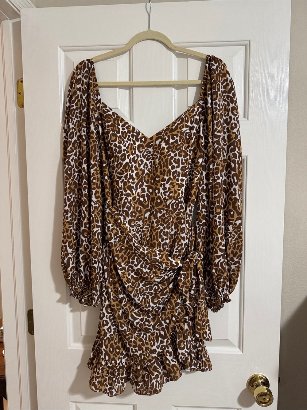 Lilly Pulitzer Brown & White Leopard Print Ruffle Mini Dress